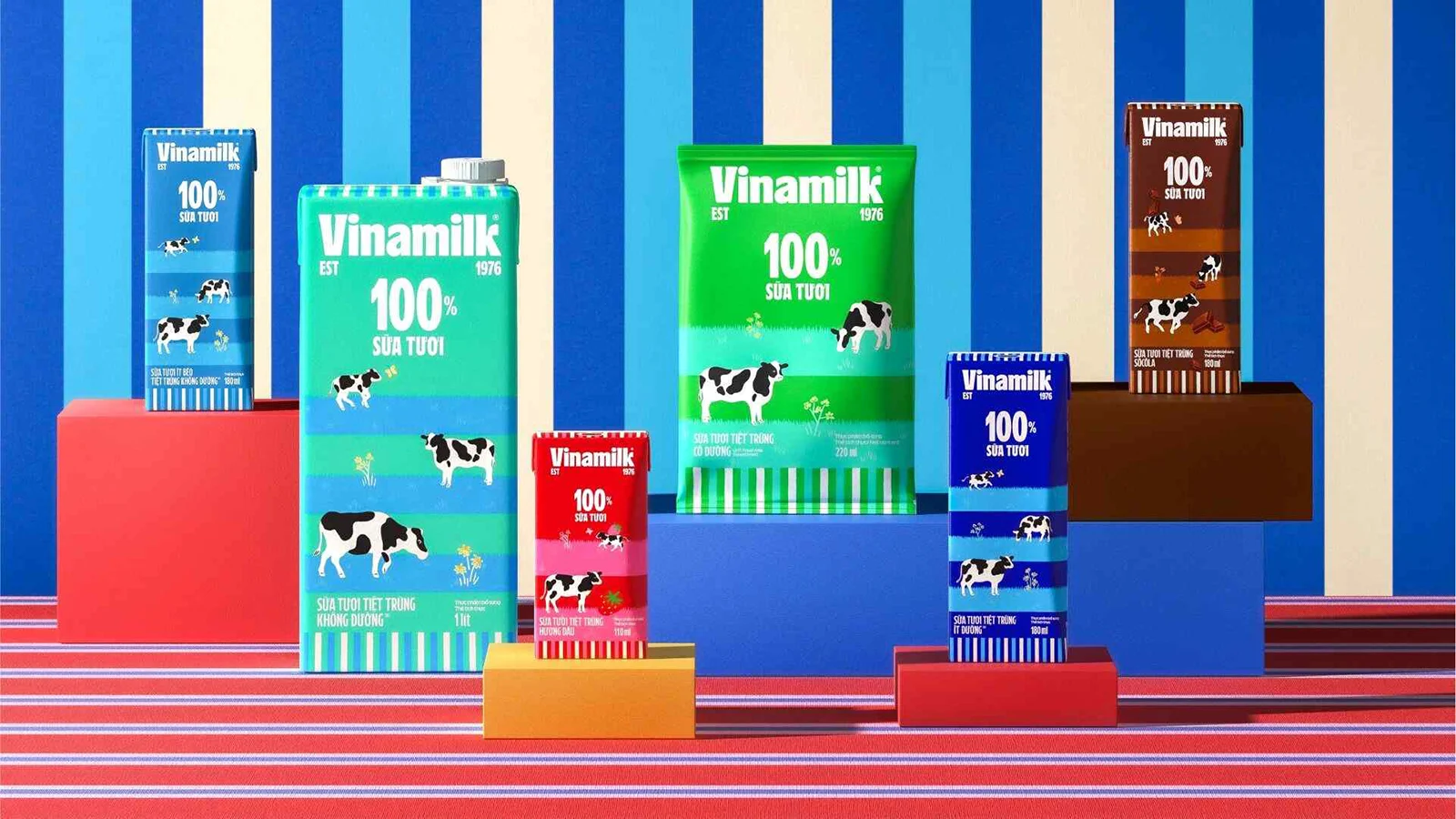 Thiết kế bao bì của Vinamilk đổi mới để thu hút