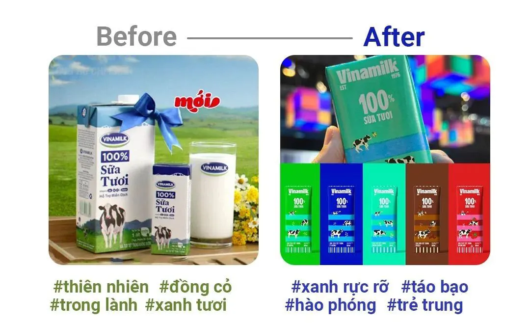 Thiết kế bao bì của Vinamilk đổi mới để thu hút