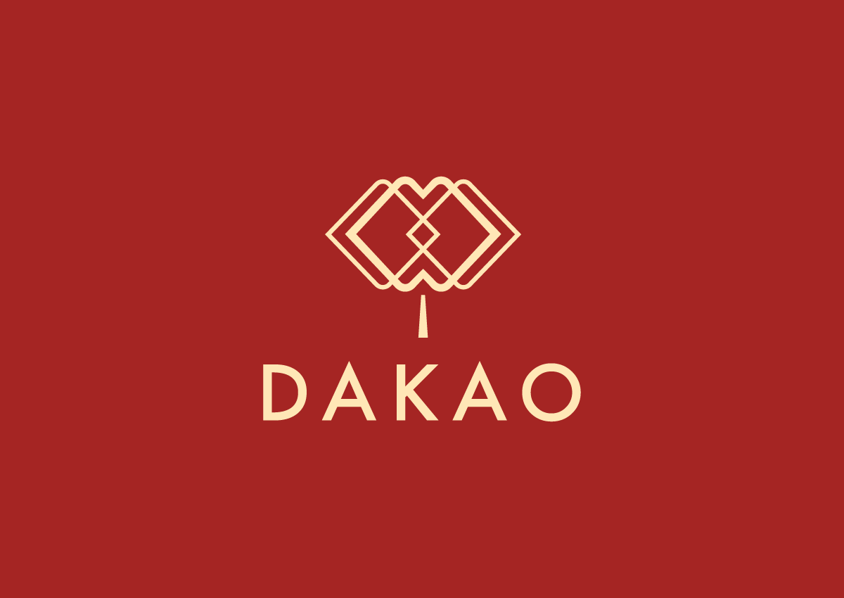 Thiết kế logo và bao bì cho Dakao Coffee do Guru Design thực hiện, thiết kế logo 2D của thương hiệu trên nền đỏ