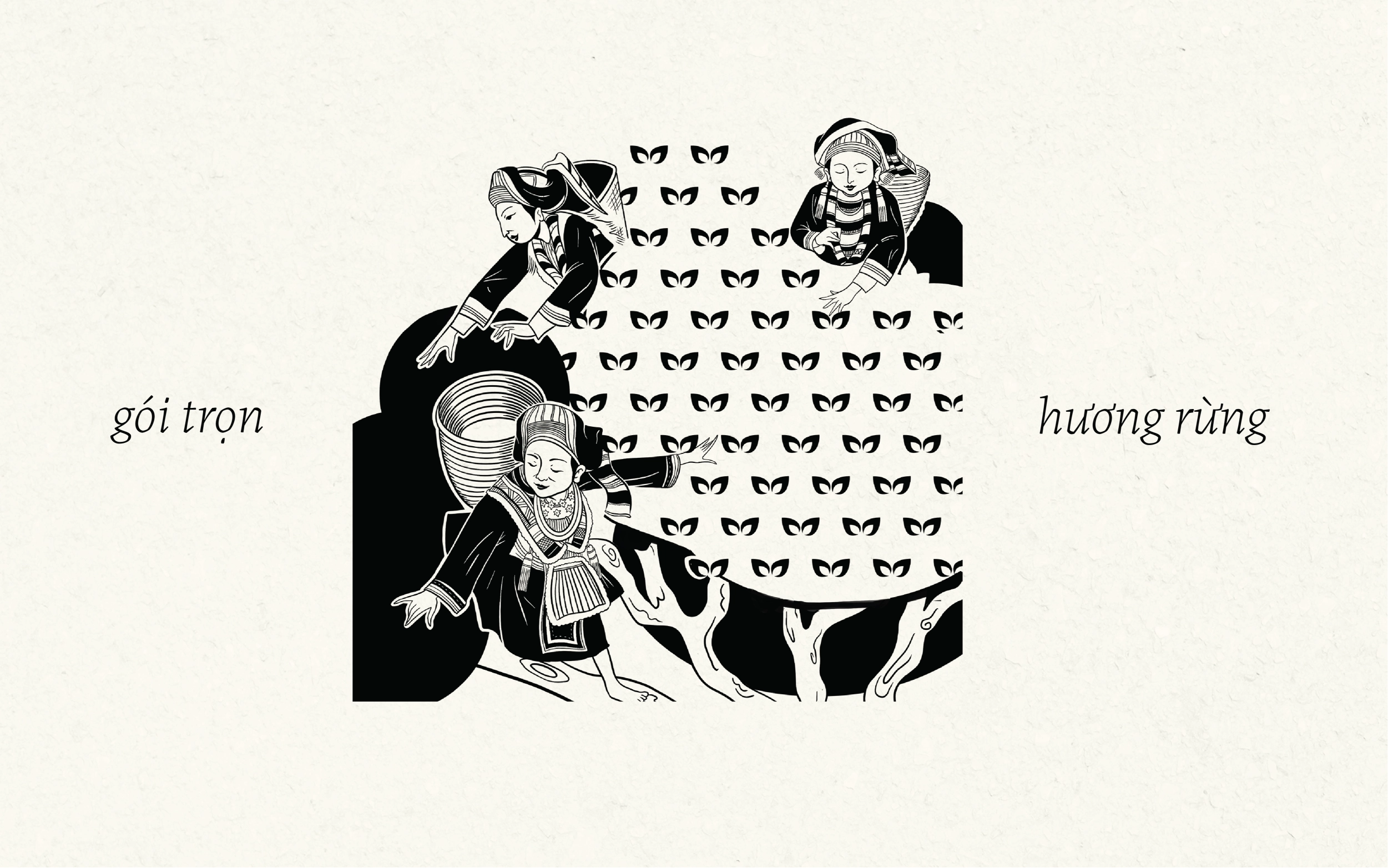 Thiết kế logo và nhận diện thương hiệu Vùng Cao Trà & Cà Phê do Guru Design thực hiện, minh họa cần mẫn chọn lọc