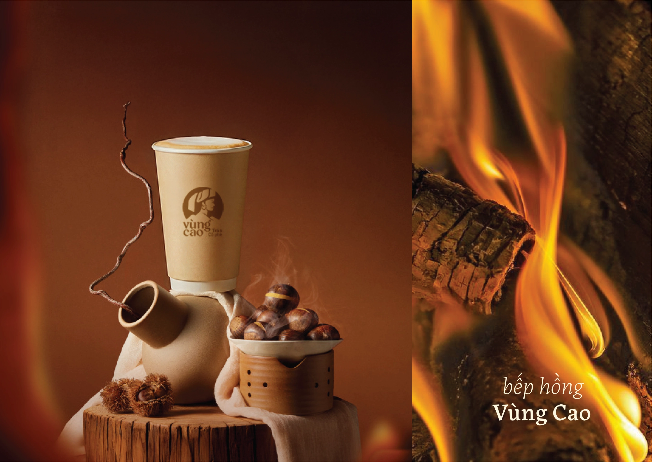 Thiết kế logo và nhận diện thương hiệu Vùng Cao Trà & Cà Phê do Guru Design thực hiện, thiết kế cốc giấy