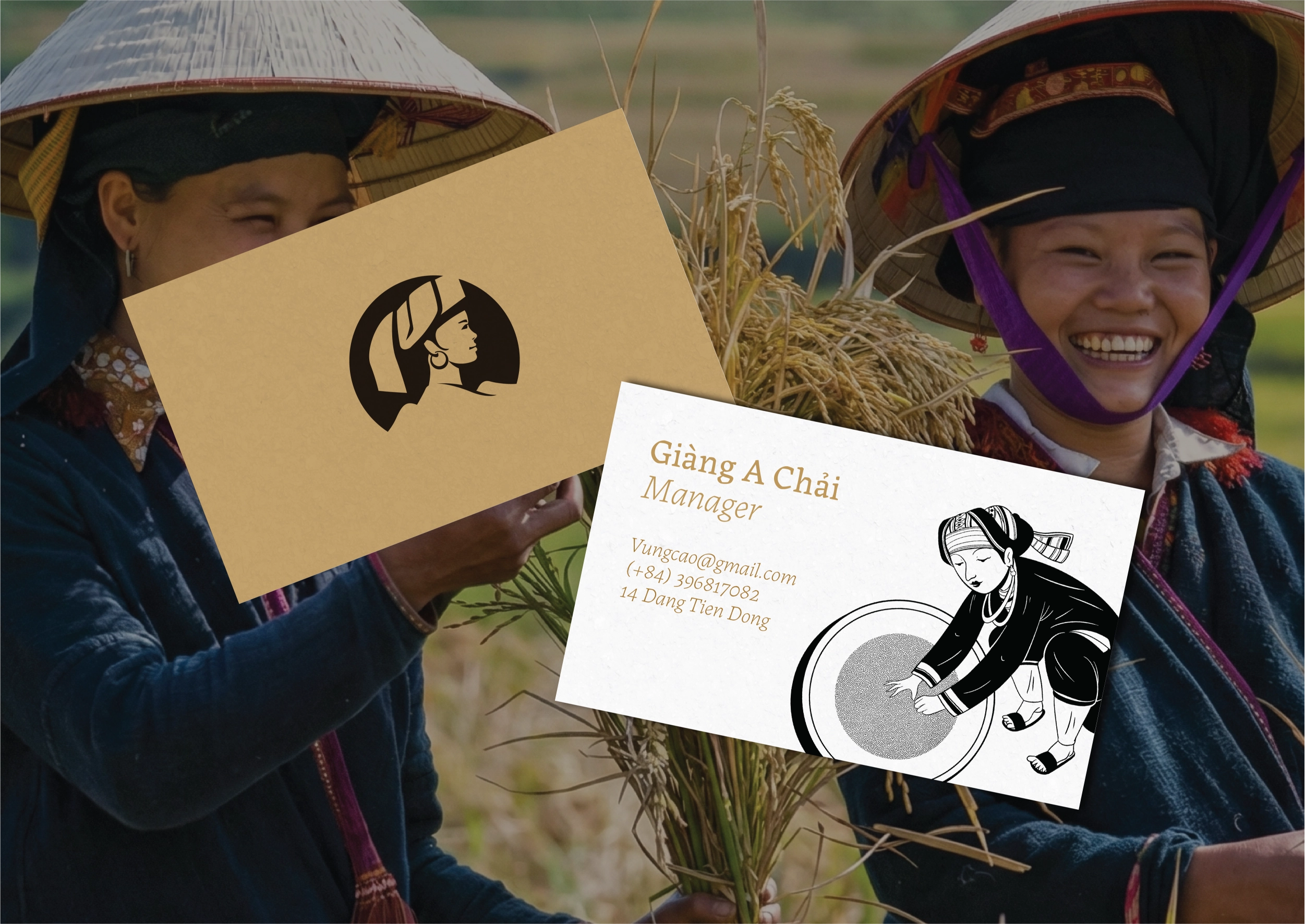 Thiết kế logo và nhận diện thương hiệu Vùng Cao Trà & Cà Phê do Guru Design thực hiện, thiết kế namecard