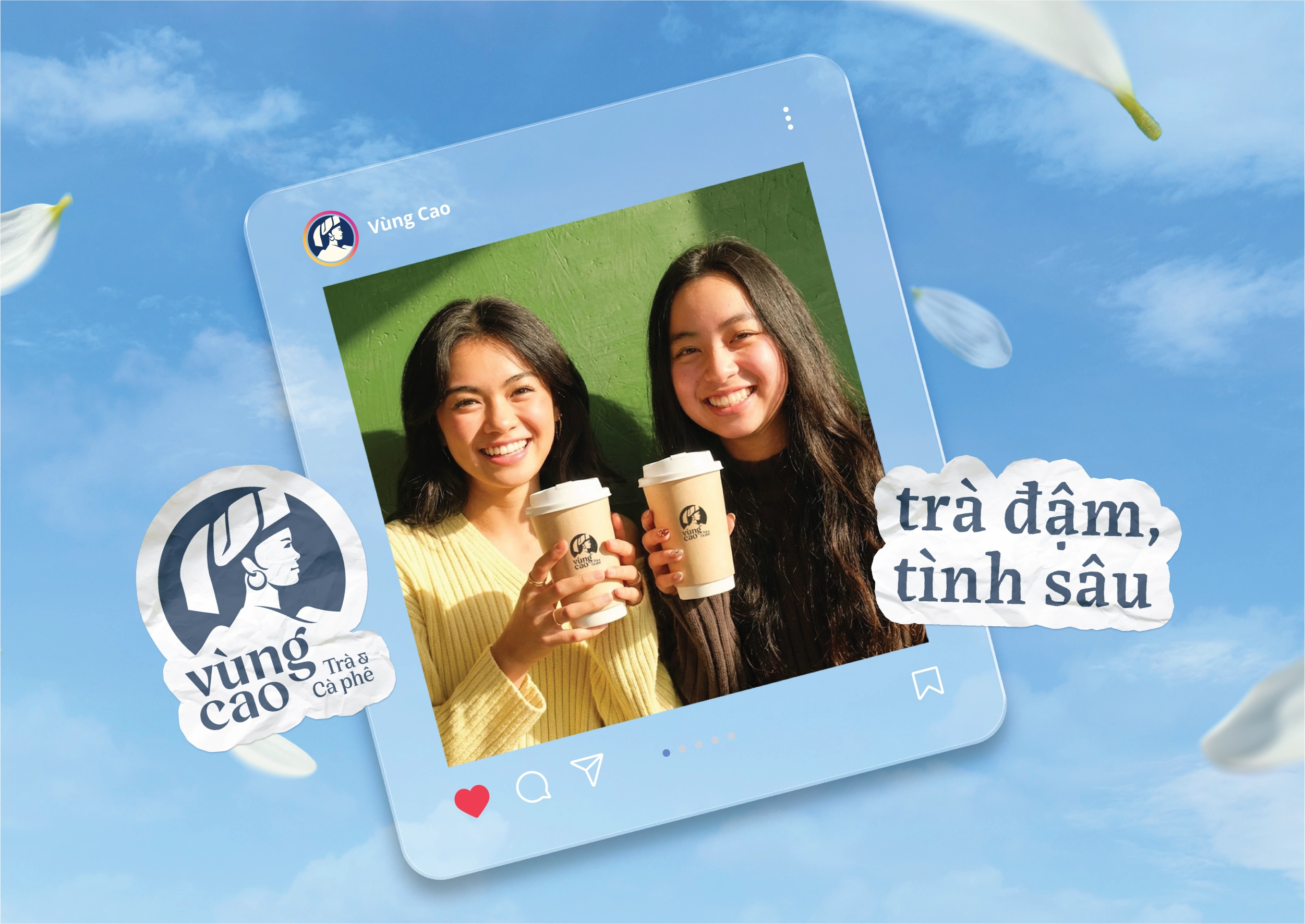 Thiết kế logo và nhận diện thương hiệu Vùng Cao Trà & Cà Phê do Guru Design thực hiện, thiết kế social